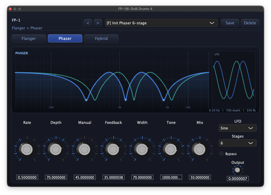 Screenshot FP-1 Flanger + Phaser
