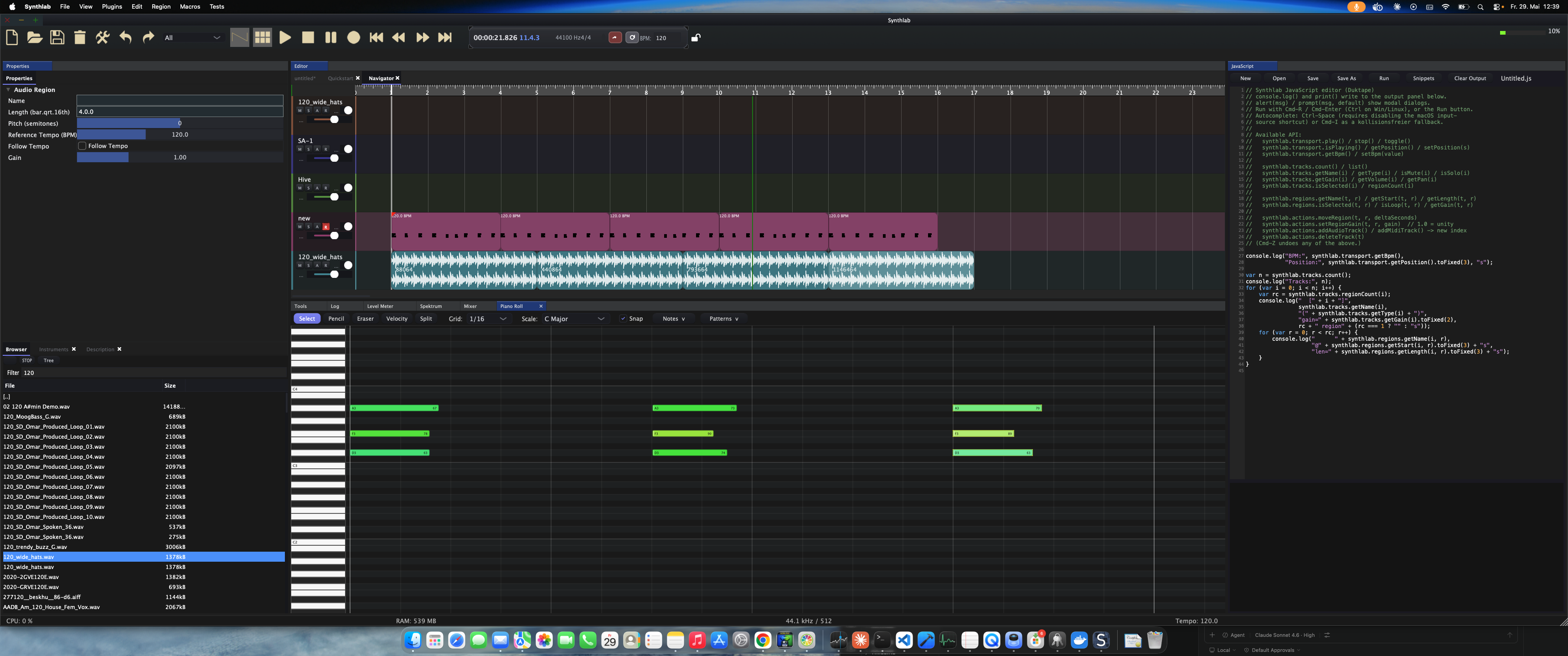 Synthlab Piano Roll Editor